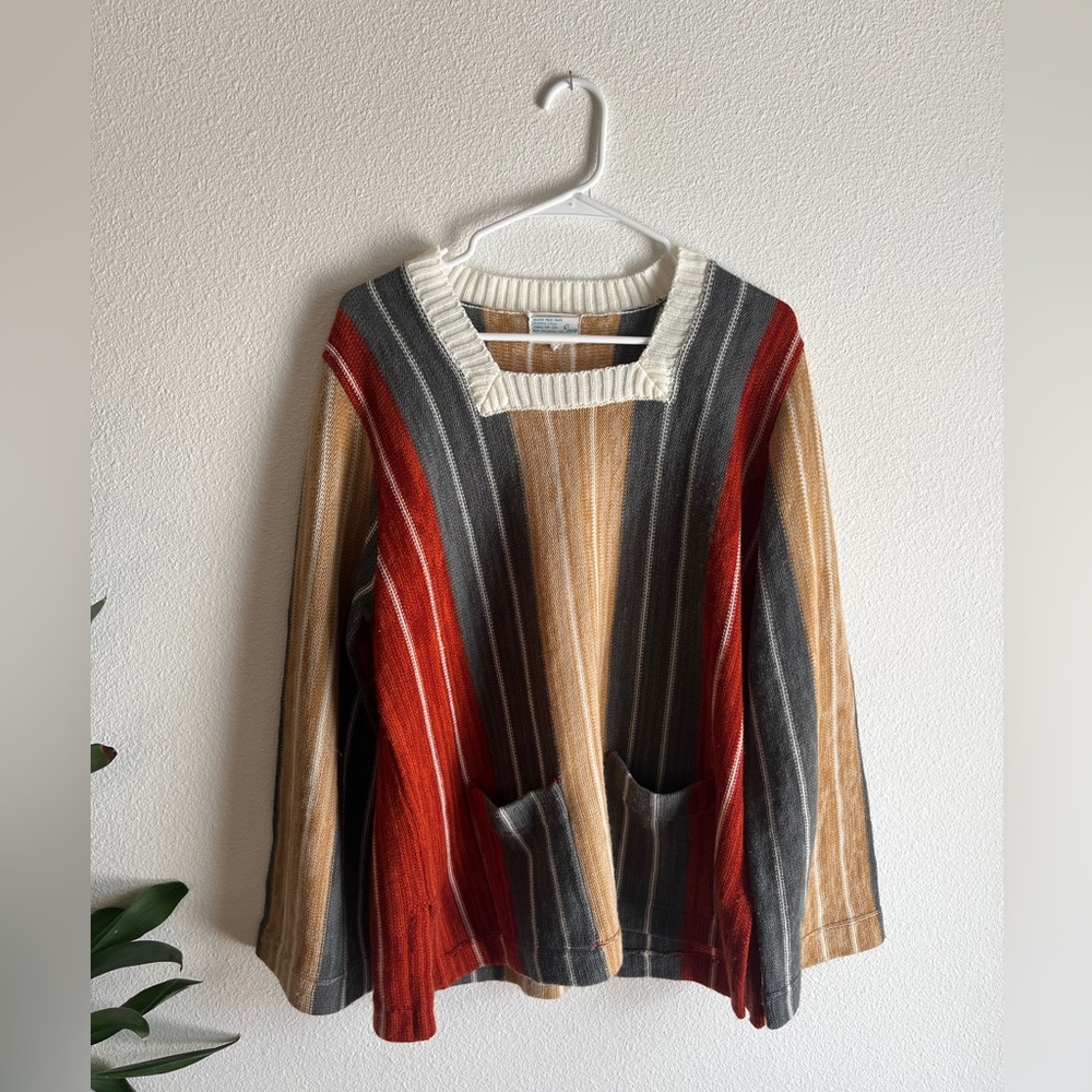Vintage 1960s Sears women's knit top multicolor stripes